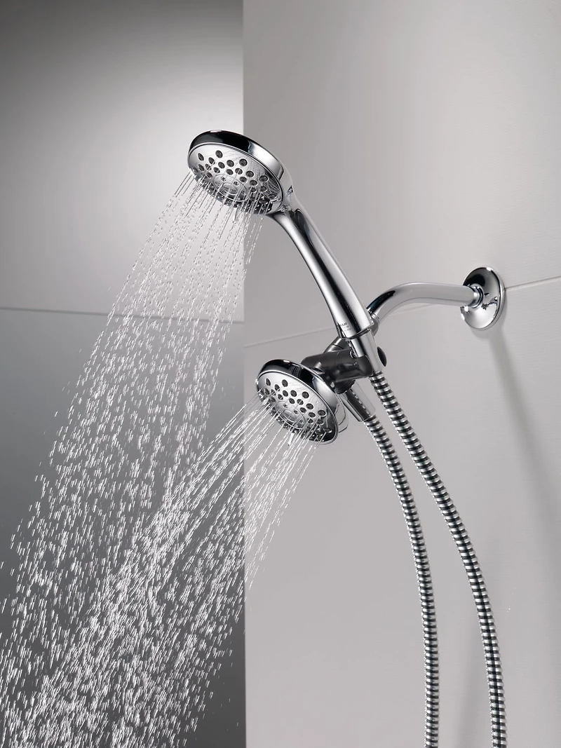 Ensemble combiné de douchette et pomme de douche 3.75 po à 3-réglages en Chrome Ensemble combiné de douchette et pomme de douche 3.75 po à 3-réglages en Chrome