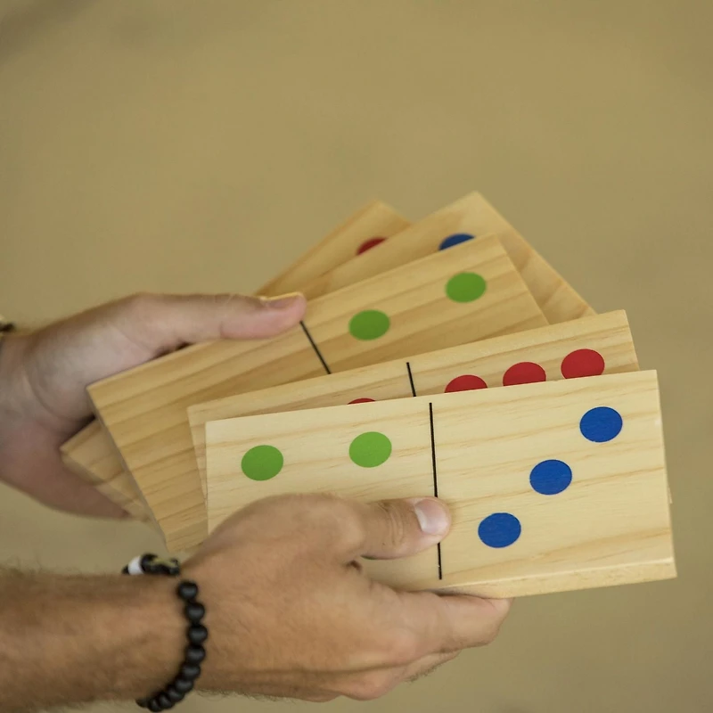 Triumph Wood Lawn 28 Piece Jumbo Domino Game Set and Carry Bag