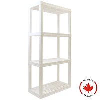 Hyper Tough Plastic Shelving Unit Made In Canada 4-Tier 56"H x 14"D x 30"W White-400 lbs