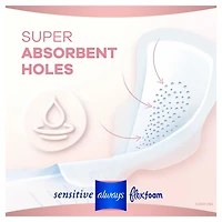 Always Sensitive Feminine Pads for Women, Flexfoam Pads with Wings, Size 1, Regular Absorbency, Unscented, 30CT