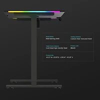 GTRACING hauteur réglable RVB électrique assis ou Stand bureau d’ordinateur avec lumières LED pour adultes , noir Contrôles Bluetooth/app, réglable en hauteur