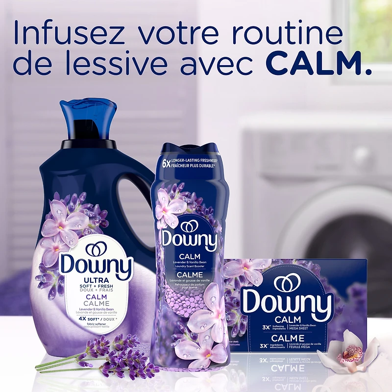 Perles rehausse-parfum pour lessive Downy Infusions, CALM, Lavande apaisante et gousse de vanille