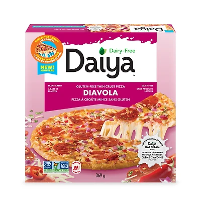 Daiya pizza diavola sans produits laitiers et sans gluten, végétalien (surgelée) 369g