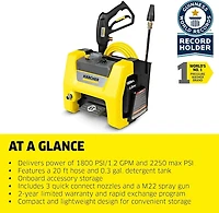 Karcher K1800PS Cube Electric Power Pressure Washer with Turbo, 15°, & Soap Nozzles