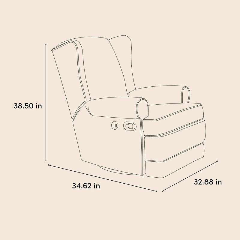 Storkcraft Serenity Wingback Upholstered Recline Glider with USB
