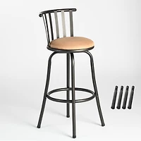 Homy Casa Single Pack Industrial Swivel Barstools with Adjustable Height Faux Suede Upholstery