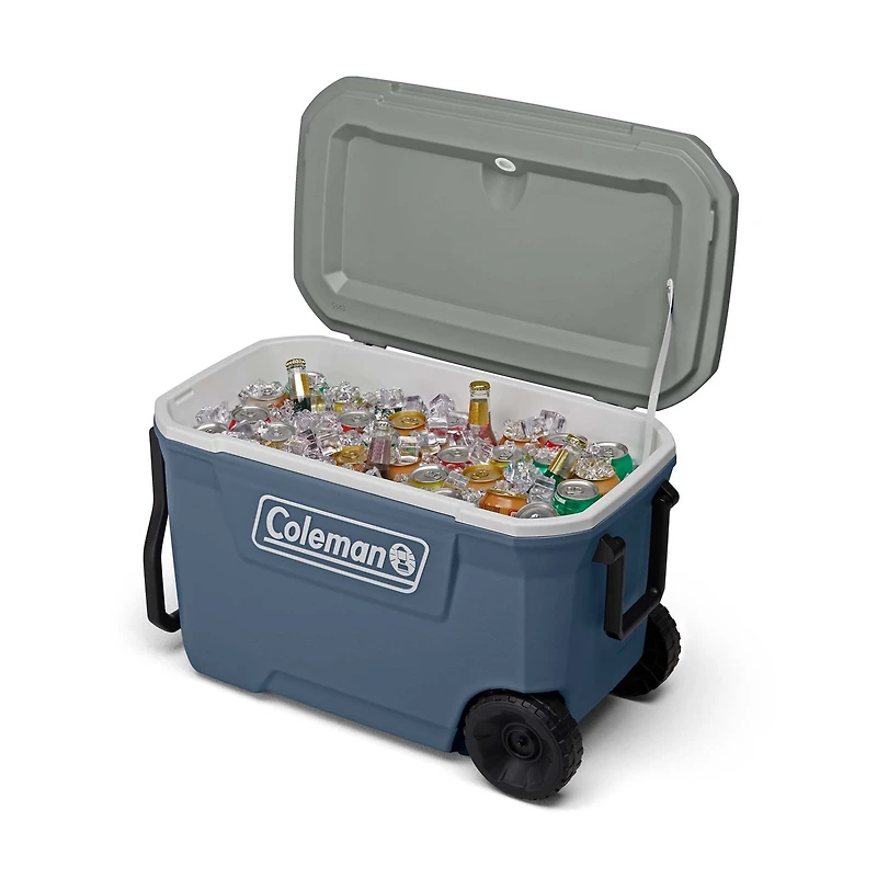 Coleman Classic Series 62-Quart Wheeled Camping Cooler, Lakeside Blue
