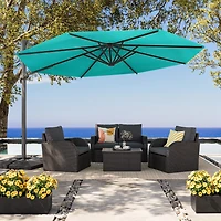 CorLiving 11.5ft Deluxe Tilting and Rotating Offset Patio Umbrella with Aluminum Frame and Durable Canopy, Turquoise