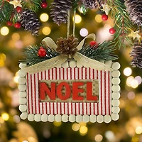 Holiday Time Ornement Cadre NOEL en Perles de Bois