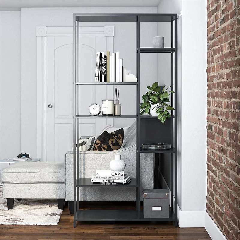 Systembuild Evolution Mission District Metal Bookcase Room Divider, Graphite