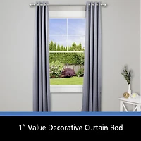 Mainstays 30-84” Adjustable Decorative Curtain Rod, 1” Diameter, Silver
