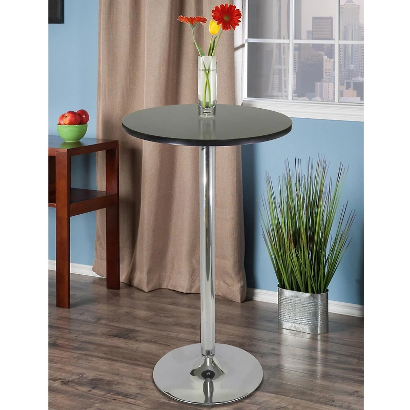Table de pub ronde Spectrum de 24 po, noir et chrome
