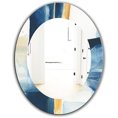 Designart 'Indigo Panel IV' Miroir Moderne - Miroir Mural Ovale ou Rond - 24x36