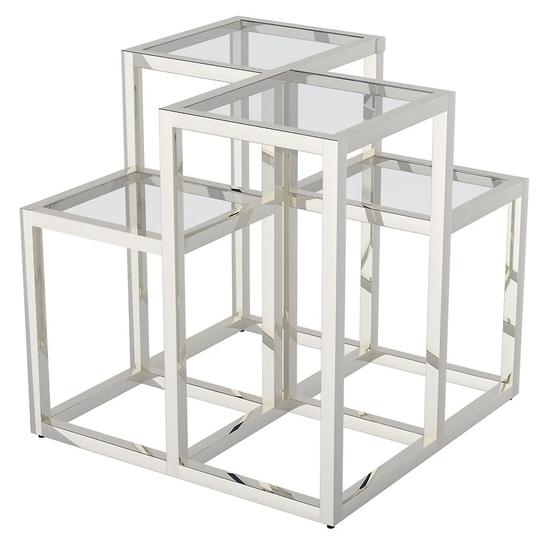 Contemporary Metal and Glass Accent Table - Silver