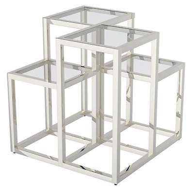 Contemporary Metal and Glass Accent Table - Silver