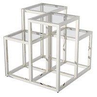 Contemporary Metal and Glass Accent Table - Silver