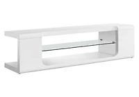 Monarch Specialties Tv Stand, 60 Inch, Console, Media Entertainment Center, Storage Shelves, Living Room, Bedroom, Laminate, Tempered Glass, Glossy White, Clear, Contemporary, Modern