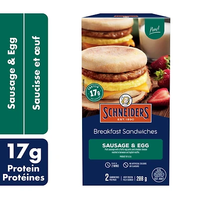 Schneiders Sausage & Egg Breakfast Sandwiches, 2 per pack, 288 g