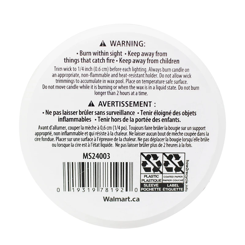 Mainstays bougies pilier blanc, non parfumé MAINSTAYS PL BOUGIE BLOC MS 3X4