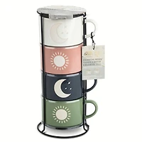 Thyme & Table Lot de 4 tasses à café empilables célestes, 11 fl oz tasses à café