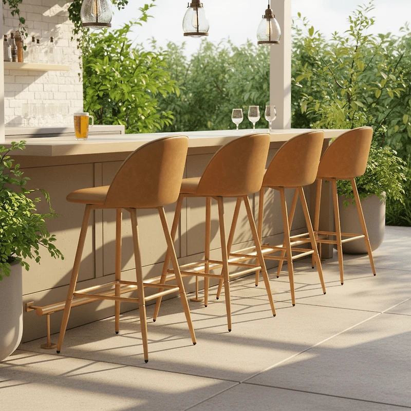 Homy Casa - Ensemble de 2 tabourets de bar contemporains, hauteur d'assise 66 cm, revêtement en tissu et pieds imitation bois