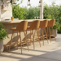 Homy Casa - Ensemble de 2 tabourets de bar contemporains, hauteur d'assise 66 cm, revêtement en tissu et pieds imitation bois