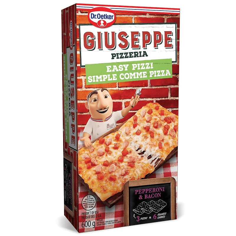 Dr. Oetker Giuseppe Pizzeria Easy Pizzi Pepperoni & Bacon Mini Pizza, 600g