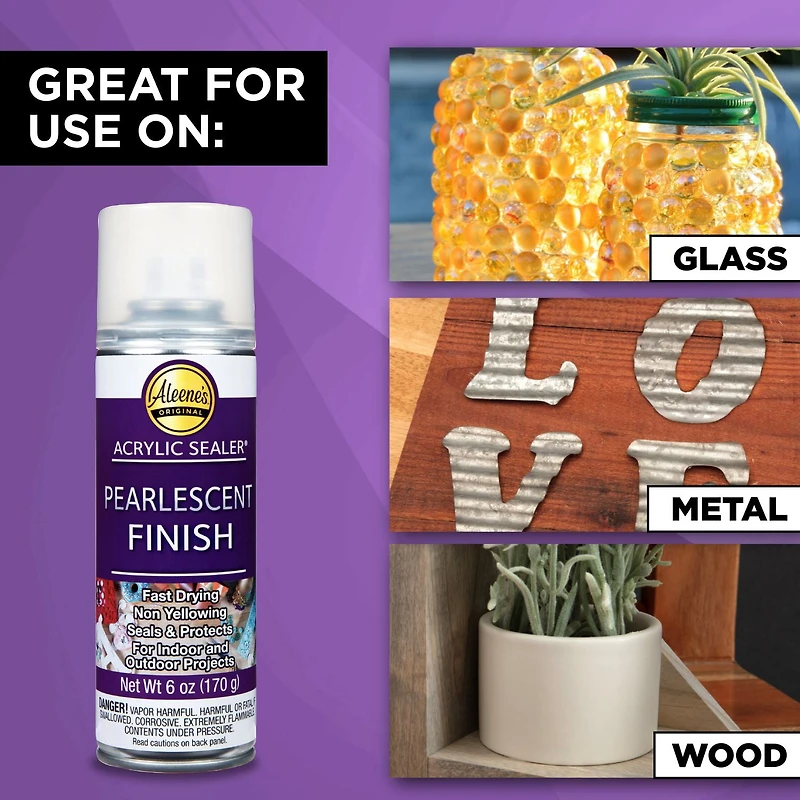 Aleene's Acrylic Spray Sealer, Pearlescent Finish, 6 oz – Fast-Drying, Clear, Non-Yellowing, Protects Paper, Wood, Glass & Metal