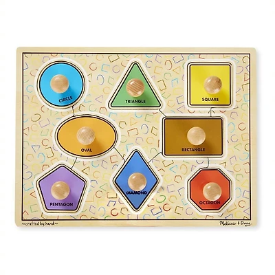 Melissa & Doug Puzzle en bois à bouton géant de luxe - Formes géométriques