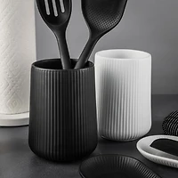 Thyme & Table, Ceramic Ribbed Kitchen Utensil Holder, Black, Utensil Holder