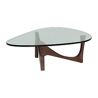 Table basse en noyer avec plateau en verre