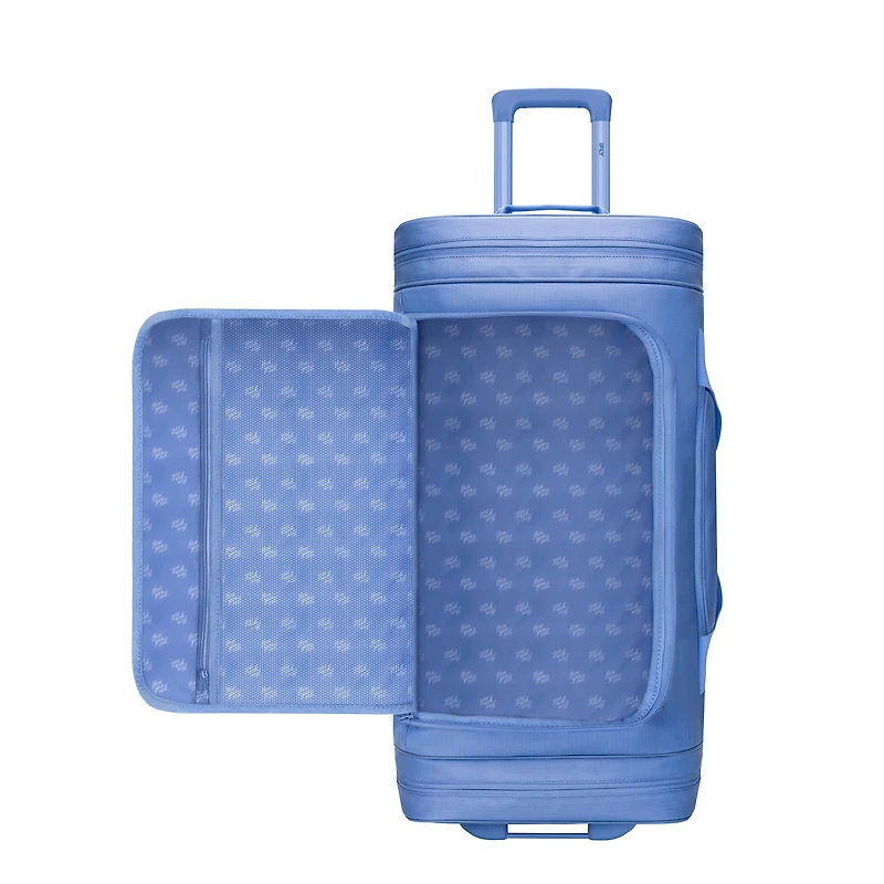 iFLY 30" Drop-Bottom Rolling Duffel – Large Travel Bag with Wheels, Frost Blue