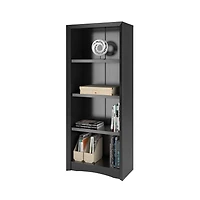 CorLiving Quadra Engineered Wood 4-Tier Adult Bookcase with 3 Adjustable Shelves