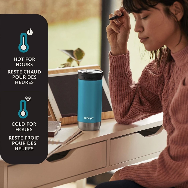 Contigo Huron 2.0 SnapSeal Insulated Travel Tumbler, 16 oz (473 mL), Sake, 16 oz (473 mL)