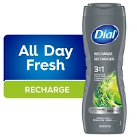 Dial Men Nettoyant 3 en 1 pour le corps, les cheveux et le visage, recharger, parfum feuille de cèdre, 473 ml