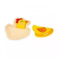 Janod 4 Wooden 2 to 5 Pieces-Farm Animal-Themed Puzzles-Children’s Toys-Educational Games-Early-Learning Toys-18 Months +