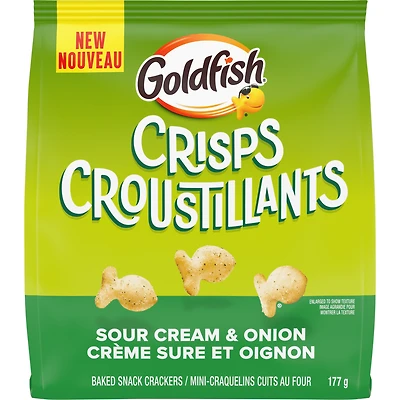 GoldfishMD CROUSTILLANTS Crème sure et oignon Mini-craquelins cuits au four; Sachet de 177 g GoldfishMD CROUSTILLANTS Crème sure et oignon Mini-craquelins cuits au four, sachet de 177 g