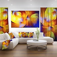 Designart Motif abstrait fractal jaune Art mural sur toile
