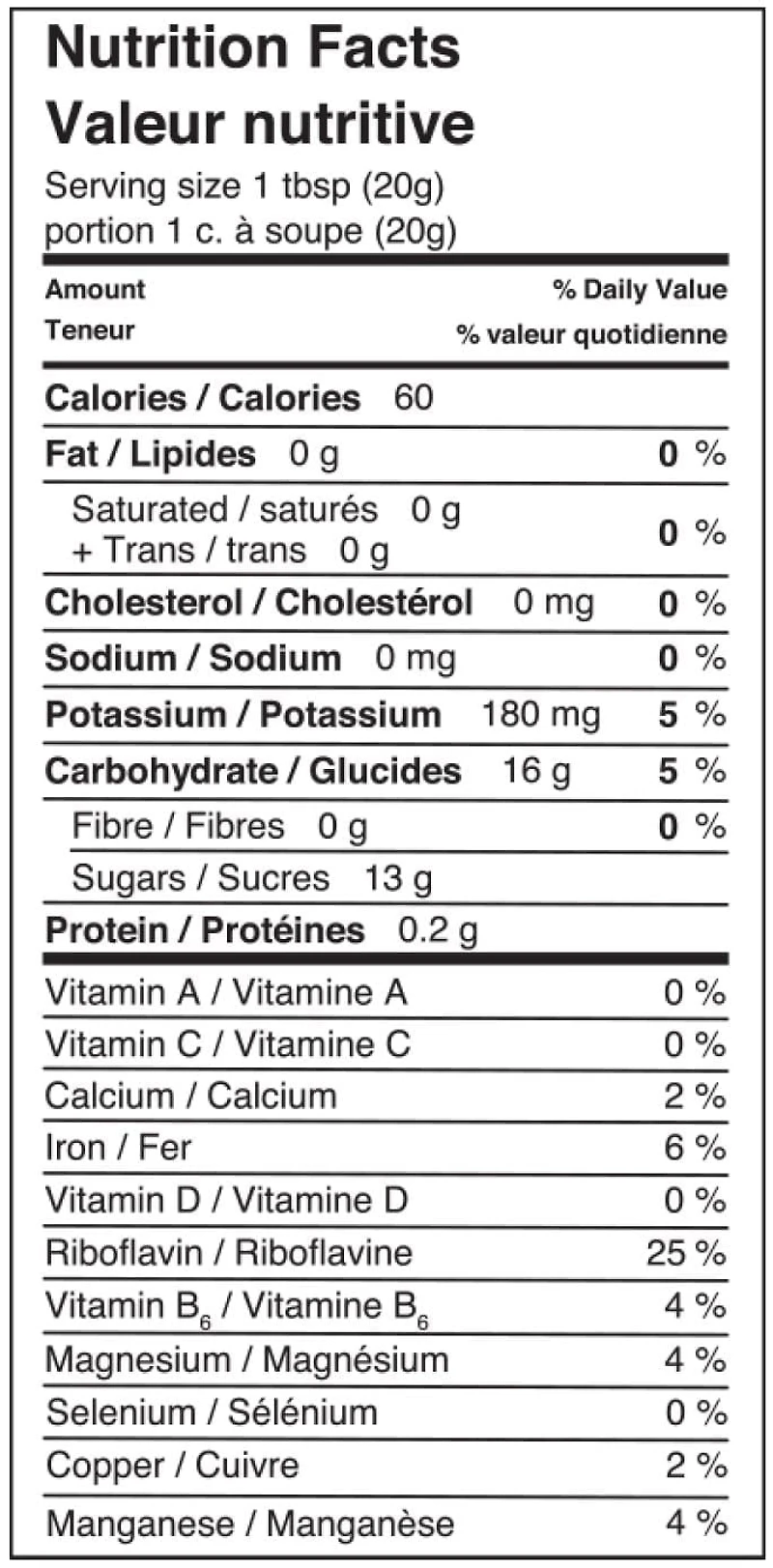 Mélasse Qualité fantaisie 100% naturel sans gluten Crosby's