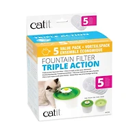 Filtres Catit à triple action pour abreuvoir, paquet de 5