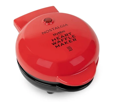 Nostalgia My Mini Personal Electric Heart Waffle Maker, Red