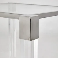 Home Gear Square Silver End Table with Acrylic Legs