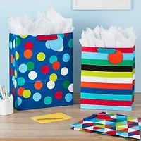 Assortiment de sacs-cadeaux et papier de soie Hallmark – Grands sacs de 13 po et très grands sacs de 15 po – Paquet de 3 sacs pour les fêtes, la fête des Pères, les remises des diplômes ou toute autre