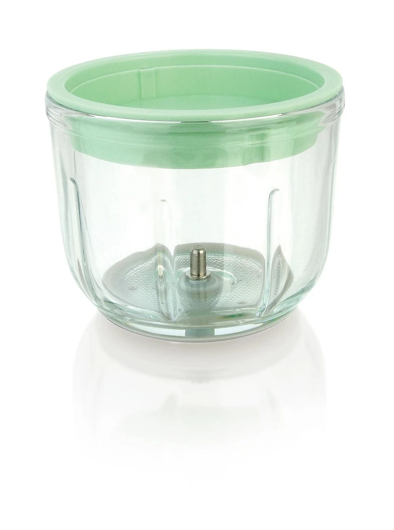 Hachoir Sans Fil/Rechargeable avec Cordon USB et Bol nn Verre, Vert