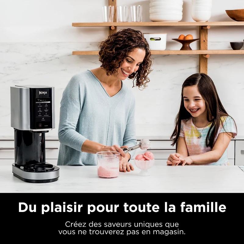 Ninja CREAMi, NC301C, Ice Cream, Gelato, Milkshake, Sorbet, Smoothie Bowl, and Lite Ice Cream Maker, 7 One-Touch Programs, 800W, Silver, Ice cream, 16 oz