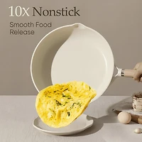 Sartén no adherente de ote de sartén antiadherente de 9.5" sartén de inducde huevo de granito blanco Pan tortilla sartén de huevo no adherpan de Chef Bon Appetit Fry Pan Compatible con todas las estuf