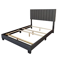 Grand lit moderne de 60 po revêtu de tissu, charbon