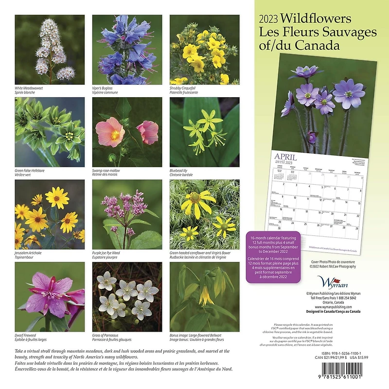 Wildflowers of Canada | 2023 12x24 Inch Square Wall Calendar