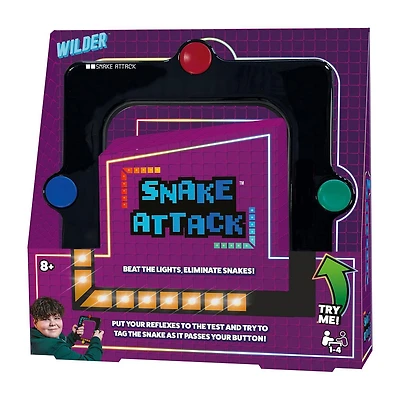 Asmodee - Wilder Toys - Snake Attack - Jeu Électronique Portable - Jeu de Réflexe Solo et Multijoueur pour Enfants - De 1 à 4 Joueurs - À partir de 8 ans - Multilingue