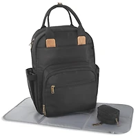 Baby Essentials ‘The Essential’ Multi-Pocket Mesh Padded Back Baby Diaper Bag Backpack with Insulated Bottle Pockets, Detachable Pacifier Pouch and Stroller Straps in Black